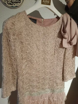 Vestido fiesta Matilde Cano beige/rosa