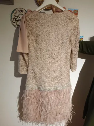 Vestido fiesta Matilde Cano beige/rosa