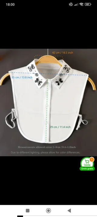 Cuello falso plateado con mariposas