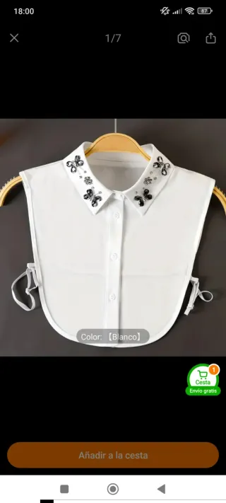 Cuello falso plateado con mariposas