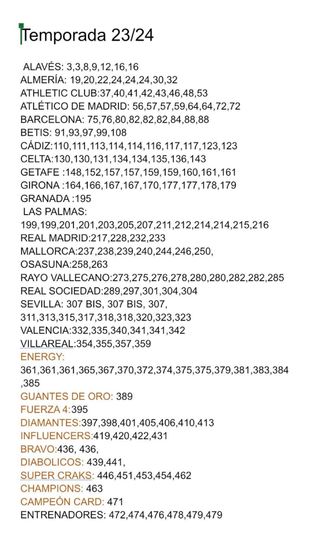 Vendo Cromos Adrenalyn Temporada 23/24