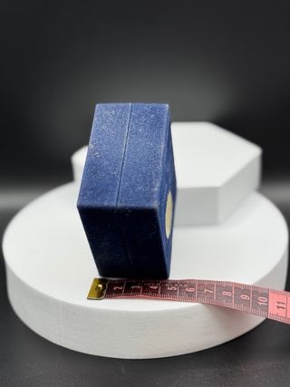 Piccola scatola velluto blu placca argento