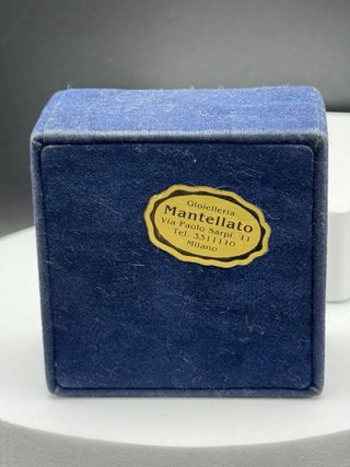 Piccola scatola velluto blu placca argento