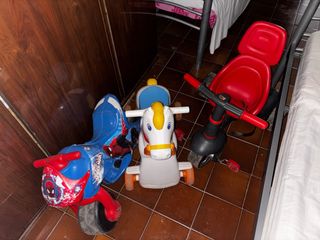 Lote Juguetes: Moto Spiderman, Caballo, Triciclo