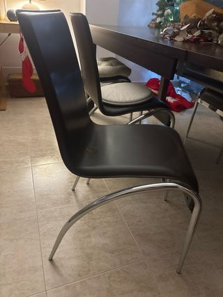 6 Sillas Comedor Piel Sintética Patas Metal