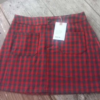 Falda Brownie cuadros roja y marrón Talla S