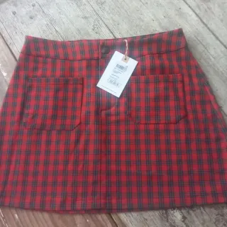 Falda Brownie cuadros roja y marrón Talla S