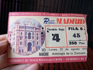 Entrada Plaza de Toros Madrid 1979