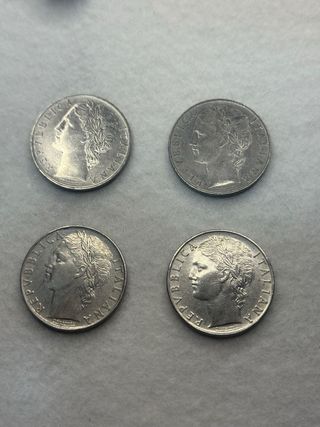 Lotto 4 monete 100 Lire 1957 Italia