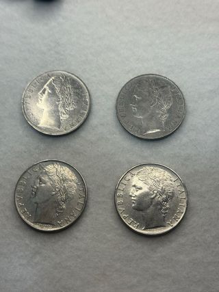 Lotto 4 monete 100 Lire 1957 Italia