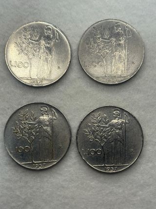 Lotto 4 monete 100 Lire 1957 Italia