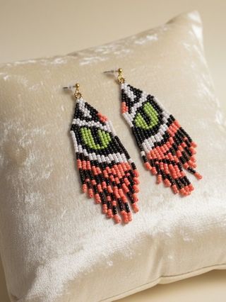 Orecchini etnici extra lunghi artigianali tigre