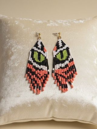 Orecchini etnici extra lunghi artigianali tigre