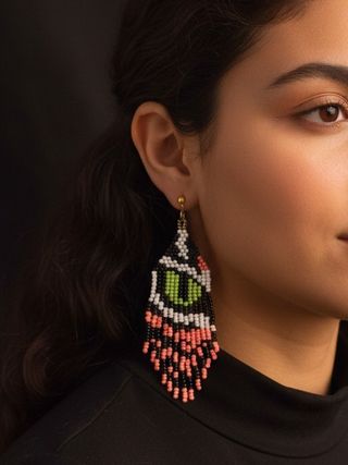 Orecchini etnici extra lunghi artigianali tigre