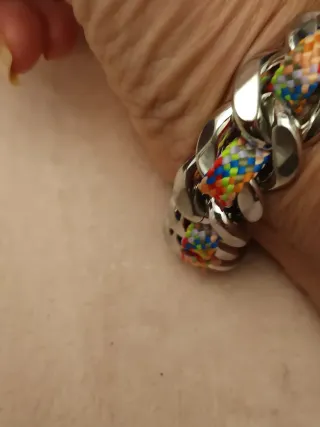 Pulsera Bimba y Lola eslabones plateados multicolo