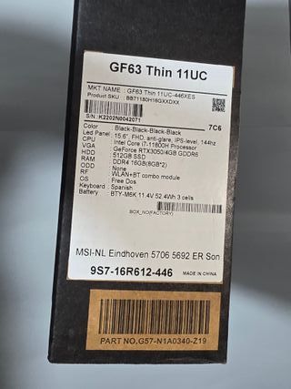 MSI GF63 Thin 11UC Computer Portatile