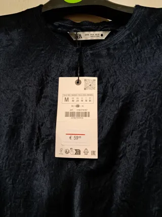 Vestito midi Zara simil raso blu