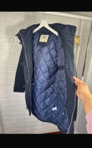 Parka azul mujer con capucha