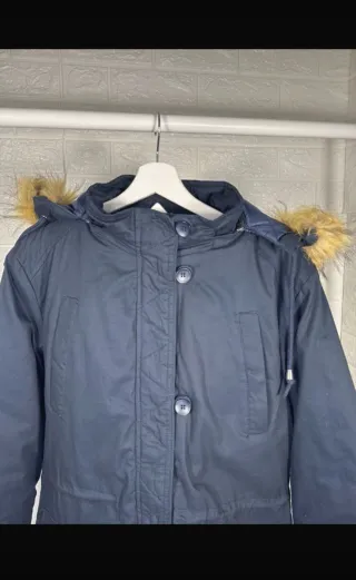 Parka azul mujer con capucha