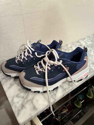 Zapatillas Skechers D'Lites Azul y Rosa
