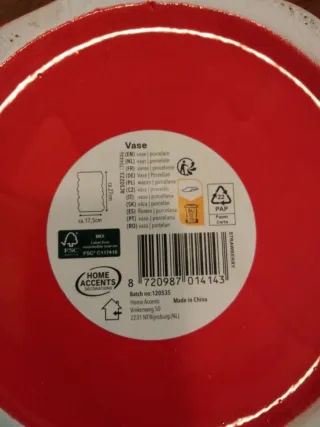 Vaso rosso fragole in porcellana