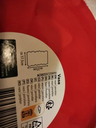 Vaso rosso fragole in porcellana