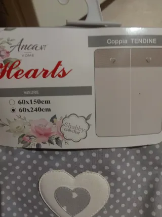 Coppia Tende Anca Home Cuore Grigio