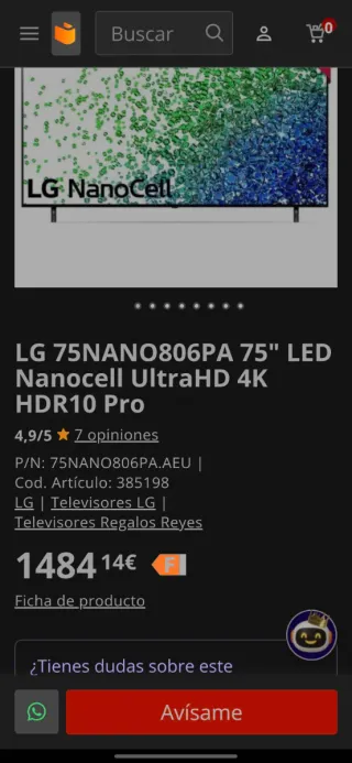 Smart TV LG 75 NANOCELL 75NANO806PA