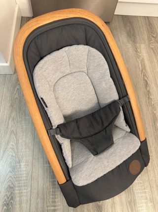 Hamaca bebé madera y tela gris