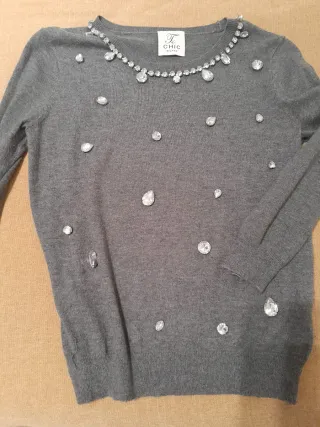 Jersey CHIC gris con pedrería