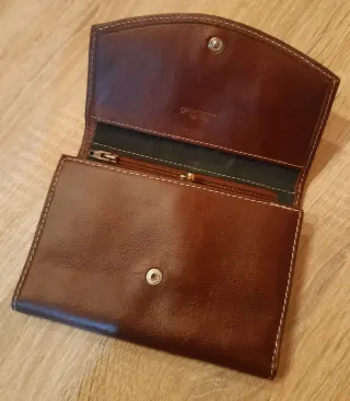 Portafoglio donna a fisarmonica in pelle marrone