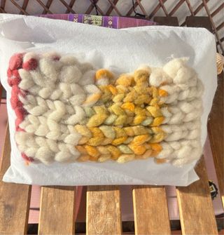 Bufanda lana merino hecha a mano multicolor