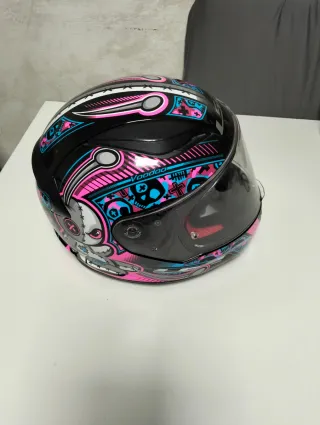 Casco Moto Mujer LS2 Negro Rosa Azul