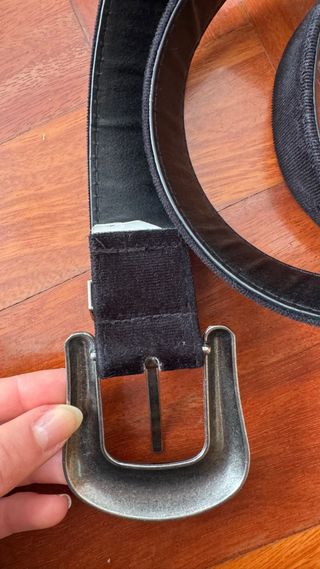 Cinturón negro estilo western vintage hebilla plat