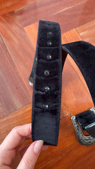 Cinturón negro estilo western vintage hebilla plat