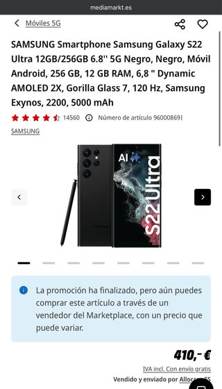 Samsung Galaxy S22 Ultra 256GB Nero