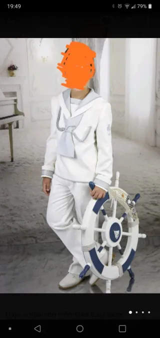 Traje comunión niño blanco roto gris perla