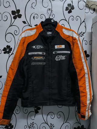 Chaqueta de moto Fast Lane negra y naranja