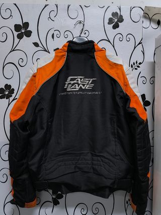 Chaqueta de moto Fast Lane negra y naranja