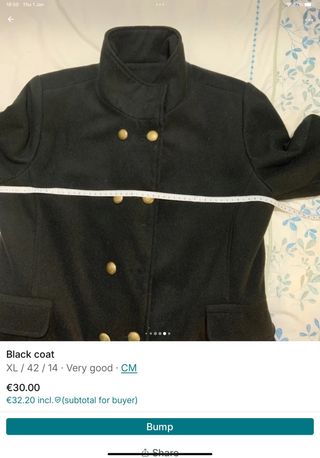 Abrigo negro talla 42/44.