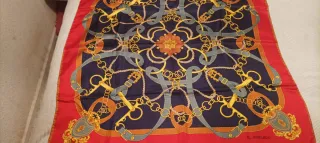 Pañuelo El Corte Inglés Seda Rojo y Dorado