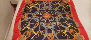 Pañuelo El Corte Inglés Seda Rojo y Dorado