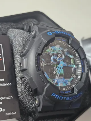 Reloj resistente camuflaje azul y verde