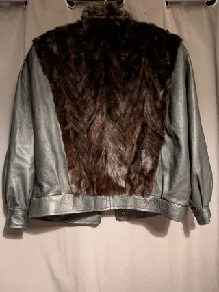 Cazadora Piel y Pelo Marrón y Negra