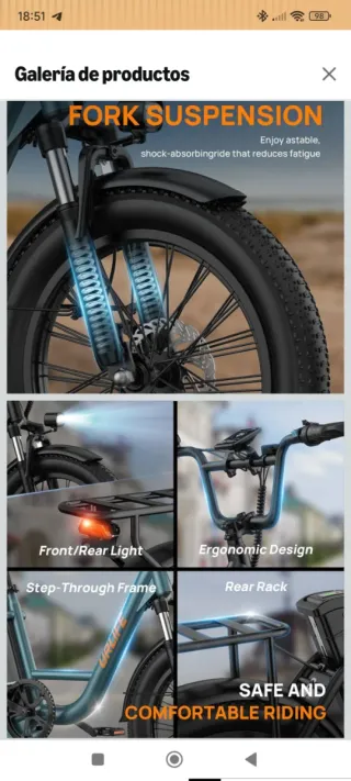 Bici Eléctrica URLIFE E20 Verde NUEVA CON FACTURA