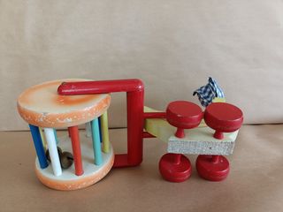 PATA JUGUETE ARRASTRE ANTIGUO DE MADERA