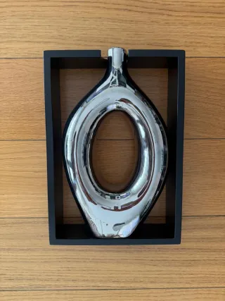 Jarra Decorativa Metal e Madeira