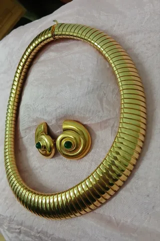 Lote Gargantilla Ancha y Pendientes Vintage 80s