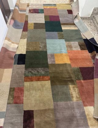 Alfombra grande patchwork multicolor lana