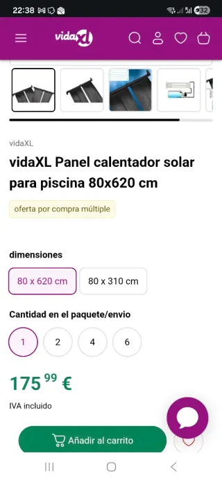 Placa solar para calentar piscina